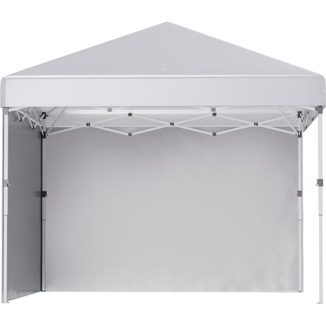 Tonnelle de jardin pop-up réglable en hauteur protection 2 parois latérales sac de transport 297 x 297 x 288 cm blanc