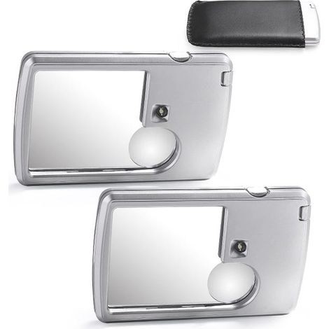 Set di lenti d ingrandimento tascabili con luce Lenti d ingrandimento portatili illuminate per lettura menù viaggi e contratti a casa argento (1/5)