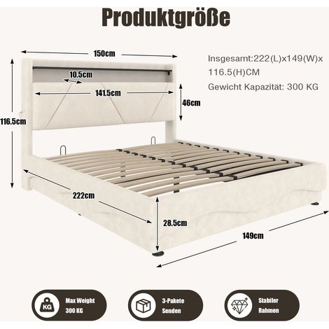 Couchtisch aus Samt in Beige 155 x 34 x 15.5 cm HOMAIRE (1/5)