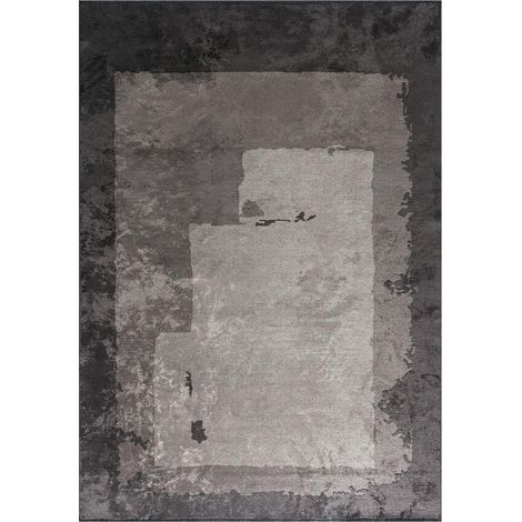 Tapis kilim tissé en coton 160x230 gris rectangle motif abstrait TRIGREY