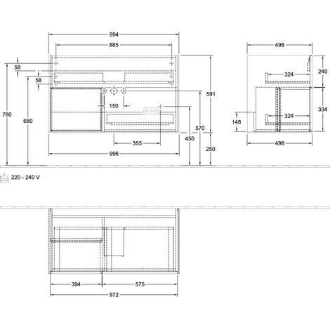 Villeroy & Boch F030HJGN Meuble sous-vasque Finion F03