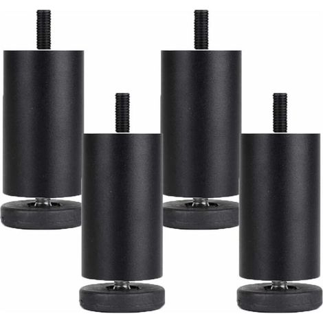 4 Pièces Pieds de Meubles Reglables Pieds de Meubles en Alliage d'aluminium Meubles Jambes Ronde Métal Pattes de Meuble Table Canapé Lit,Noir(10cm) (1/4)