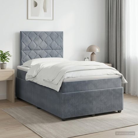 Lit boxspring avec matelas Gris foncé 120 x 200 cm Velours (1/5)