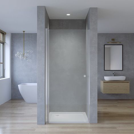 Nische Dusche Drehtür 70 75 80 90 100 cm Einscheibensicherheitsglas Duschtür Nischentür Pendeltür Glastür für Duschkabine 70x187 cm Wandausgleich 15 mm & 5 mm (1/5)