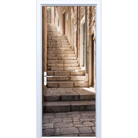 Adhesivo de tela para puerta, escaleras de piedra, calle 729PD