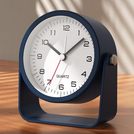 Reloj despertador retro de 3,5 pulgadas - Azul [con luz] - Reloj con pantalla basculante [Caja metálica]