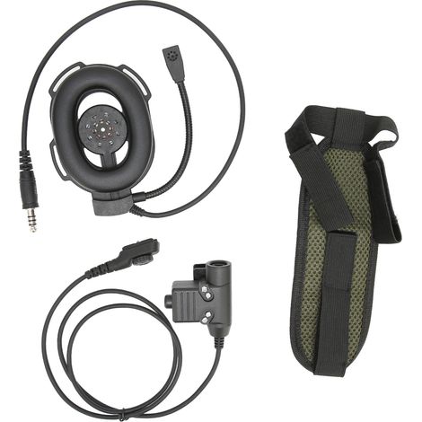 Lot HD01 Casque Micro Unilatéral Militaire Résistant Talkie-Walkie pour Hytera PD-780 PD-785 PD-788 Noir (1/5)