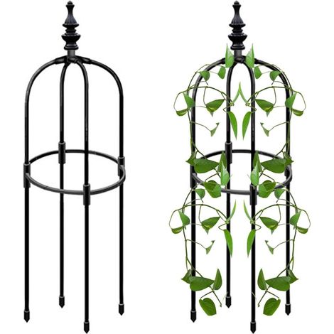 Obélisque de support de jardin - Support métallique pour plantes grimpantes - Support tour pour vigne 90/120/150 cm (1/4)
