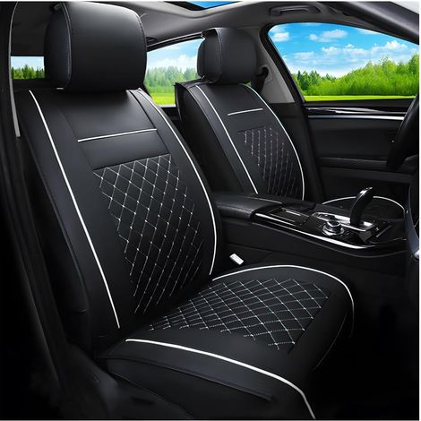 1 Pc Housse Siege Voiture Avant Avec Dossier, Housse Pour Voitures Sieges, Ensemble Complet Housses Voiture, Confortable Housse De Siège Avant, Tissu Respirant Et Protecteurs Siège(Noir&Blanc) (1/5)