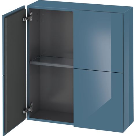 Armadio semi-alto Duravit L-Cube, larghezza 700 mm, profondità 243 mm, 2 ante, colorazione: Laccato lucido blu pietra - LC116704747 (1/4)