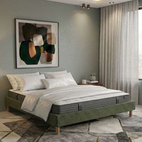 Lit adulte 180x200 cm bouclette olive (1/5)