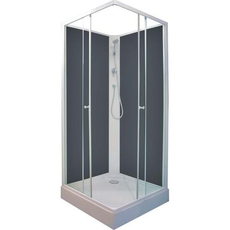 ONDEE ZEN - Cabine de douche MINEA - Avec silicone - Profilés aluminium - En kit - Fond gris - 80x80cm