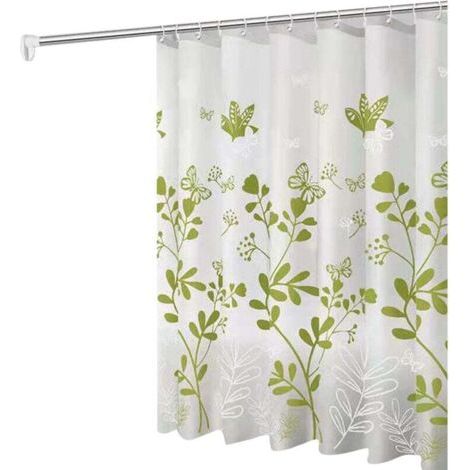 Rideau de Douche Large en Polyester Imperméable - Imprimé Vagues/Plage - avec Doublure et 12 Crochets Blancs - Plusieurs Tailles Disponibles (1/3)