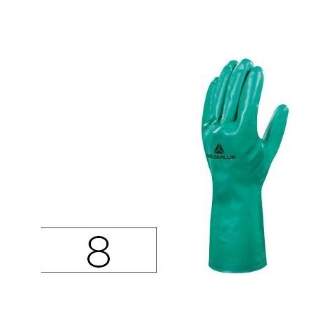 Guantes deltaplus tratado en nitrilo flocado de algodon especial para trabajos con liquidos quimicos talla 8