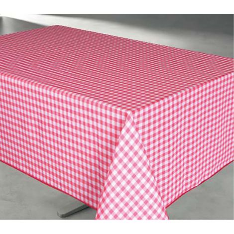 Mantel de poliéster 140x240cm Vichy rojo sobre percha - Access Deco