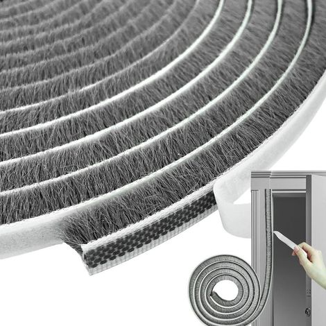 Joint Brosse porte Coulissante,9x5 Joint Porte Adhésif, Bande de Brosse Autocollante Anti-poussière Convient pour L'isolation la Protection Contre le Vent (1/5)