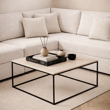 Quadratischer Couchtisch Eiche Melamin - 75x75 cm - Pola