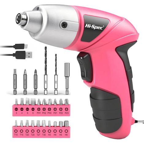 Perceuse Visseuse Sans Fil 3.6V Rose, Tournevis Electrique 27 Pièces (1/5)