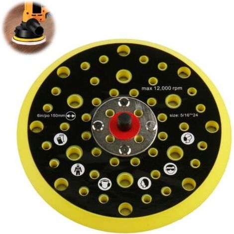 Plateau Ponceuse à 52 Trous, Patin de Ponçage 150mm, Disque de Ponçages pour Mirka CEROS DEROS à Filetage 5/16 pouces 150mm 52 Trous Base Disque de PonCage Plateau de Support kit d'adaptation (1/5)