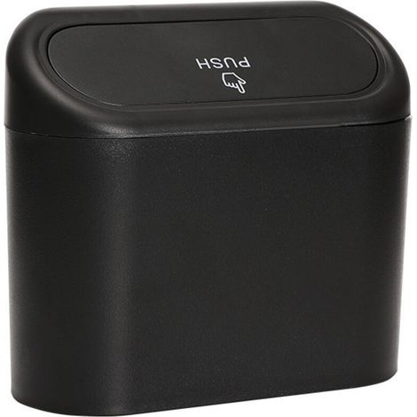 CSPARKV 1pc Petite Poubelle de Voiture avec Couvercle (Noir), Étanche, Boîte de Rangement Suspendue Portable, pour Bureau (1/5)