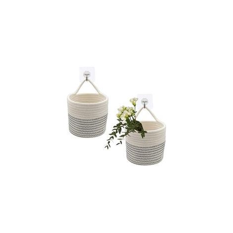 Wandmontierte Aufbewahrungskörbe aus Baumwollseil, kleine Körbe, geeignet für Babyzimmer und als Wohnaccessoire, 2er-Set - Crezuo