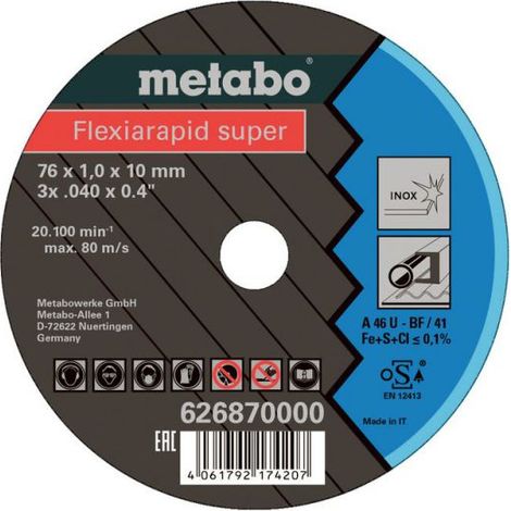 Metabo Flexiarapid Super 626870000 Trennscheibe gerade 76 mm 5 St. Edelstahl