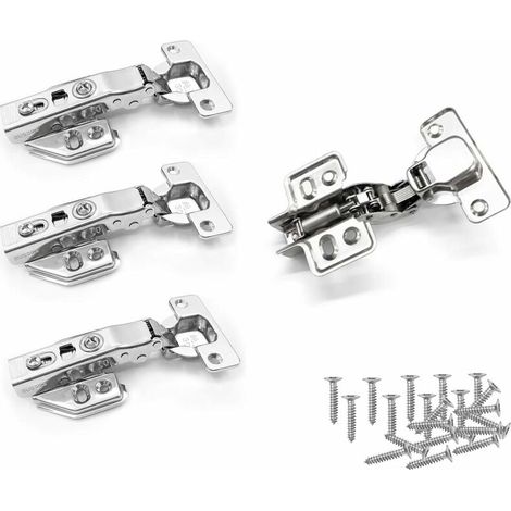 [4 pièces] Charnières à ressort, charnières standard avec un angle de 90 °, charnières amortissantes intégrées, charnières pour portes d'armoire et charnières intérieures vissées (1/5)