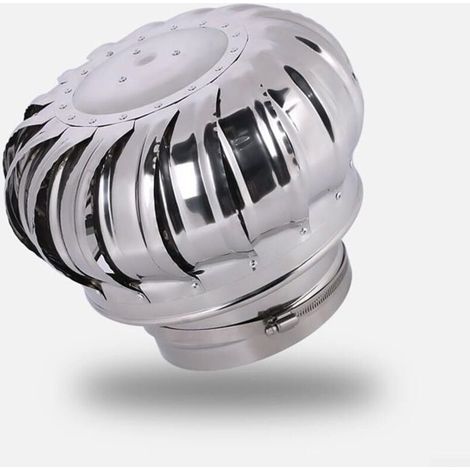 Drehbare Kaminhaube aus Edelstahl ohne Windballantrieb und Rauchabzugsvorrichtung - Regenfester Lüfter (Ø 160 mm)