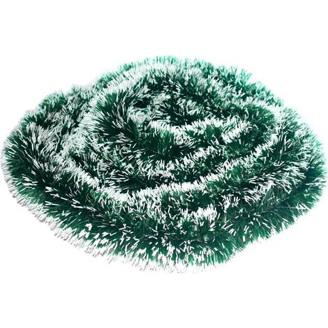 Weihnachtsgirlande Tannengrün mit Weiß 10m, wetterfest, PVC, Deko für Haus & Balkon