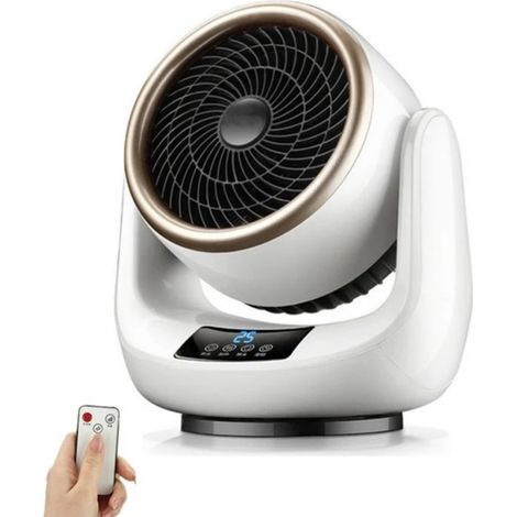 1 Mini radiateur électrique, 1500 W, élément chauffant en alliage, pale spirale, télécommande infrarouge, pour bureau et maison (1/5)