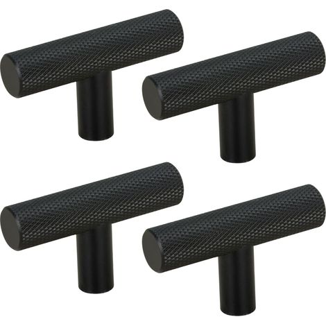 x Pomello per mobili in metallo scanalato nero (1/5)