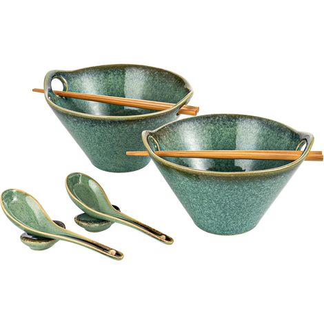 Ensemble bols ramen japonais traditionnels 8 pièces vert