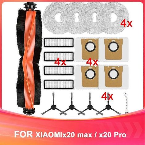 Accessoires pour aspirateur robot Xiaomi X20 Max/X20 Pro : brosse principale, chiffon de nettoyage, sac à poussière, filtres et consommables (1/5)
