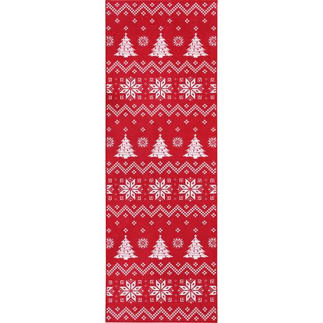 Tapis de Noël 60x180cm lavable, antidérapant, motif flocons de neige (1/5)