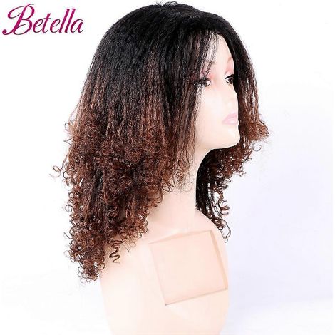 Perruques Betella Kinky Curly Afro, perruques Yaki Straight, perruques synthétiques ombrées pour femmes, raie au milieu, perruques noires naturelles pour femmes