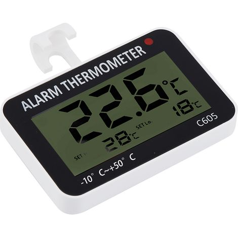 Ortviai Thermomètre numérique pour réfrigérateur et congélateur C605 avec grand écran LCD et alarme haute/basse température (1/4)
