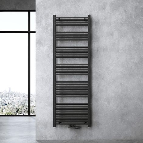 doporro Calefacción de baño diseño recto 180x60cm radiador tubular Antracita conexión central horizontal