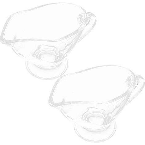 Lot de 2 saucières en verre avec poignée, transparentes, pour sauce, café, lait ou crème. (1/5)