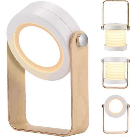 Lampe de chevet portable pliable avec veilleuse à intensité variable et 3 niveaux de luminosité, commande tactile, lumière blanche chaude, idéale pour la chambre d'enfant, le camping et la préparation (1/5)