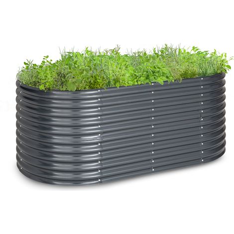 Blumfeldt Hochbeet, Großes Kräuterbeet Einfacher Aufbau, Hochbeet Garten & Balkon, Freistehendes Gemüsebeet für Blumen, Obst & Gemüse, Hochbeet aus Metall, Gartenbeet 200 x 80 x 100 cm, Hochbeet Grau