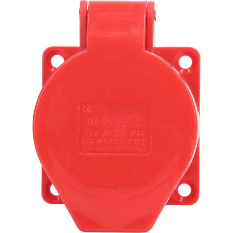 Prise industrielle étanche IP44 32A 2x5 broches encastrée 220-380V 240-415V, double socle mural robuste pour atelier et extérieur. (1/5)