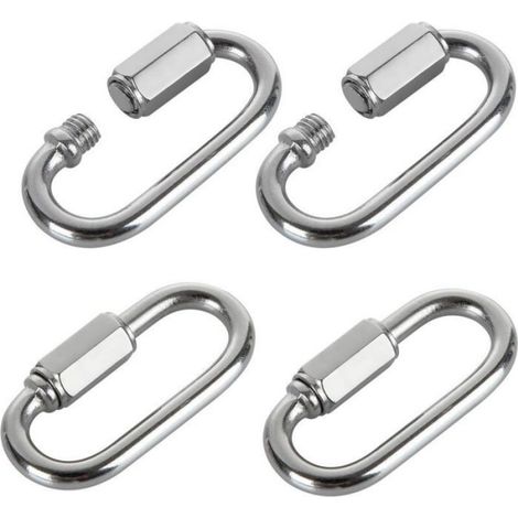 16 PCS Maillon Rapide Inox M5 Mousquetons à Verrouillage 304 Forme de D, Mini Mousqueton a Vis Pour Accessoires de Randonnée, Ca (1/4)