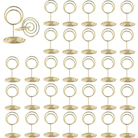 30 Pièces Or Porte Nom Table, Porte Photo Pince, Porte Photo sur Pied, Porte Cartes de Table pour Mariages, Porte Numero de Table, pour Mariage Noël Banquets Fêtes Saint Valentin (Rond) (1/5)