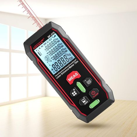 Lasermessgerät 229 Fuß, NF-270 Multifunktions-Lasermessgerät mit 2 Wasserwaagen, LCD-Display, Messung von Entfernung/Fläche/Volumen/Satz des Pythagoras, Einheitenumschaltung M/in/Ft (1/5)