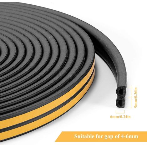 Bande d'étanchéité 30m (en fait 15m, peut être divisée en 30M), bande d'étanchéité autocollante pour fenêtre et porte anti-collision, (noir)