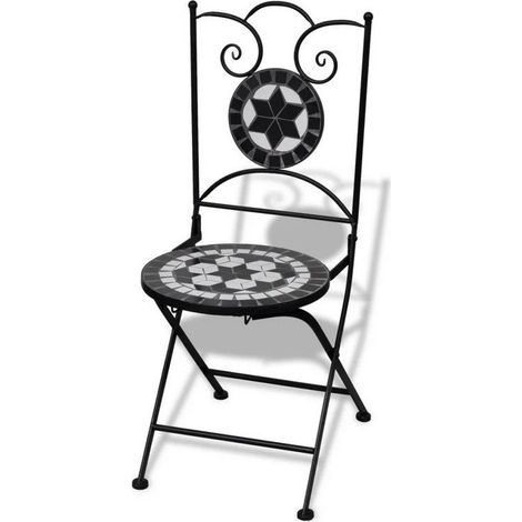 Chaise pliable métal et céramique noir Ivai - Lot de 2 (1/5)