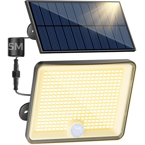 Lampes solaires d'extérieur avec détecteur de mouvement 348 LED blanc chaud (1/5)