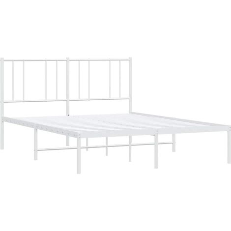 Bettgestell mit Kopfteil Metall Weiß 150x200 cm vidaXL (1/5)