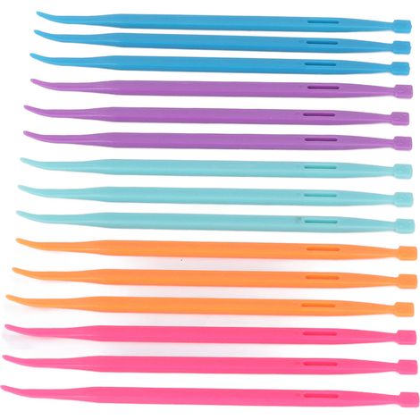 15 accessoires de couture colorés pour la maison : aiguille en plastique, bâtonnet, outil pour enfiler l'élastique, violet. (1/5)