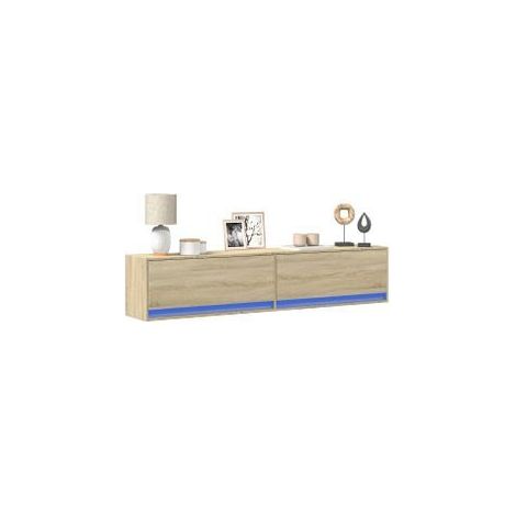 Meuble TV mural avec LED chêne sonoma 180x31x38 (1/5)
